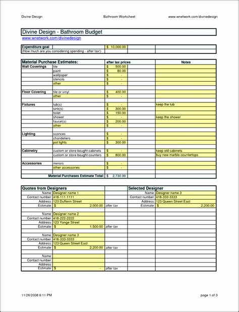 Printable Bathroom Remodel Checklist Template Printable Templates