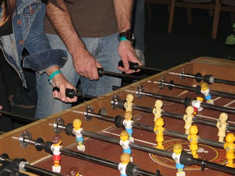 Players At Foosball Table Stock Image Image Of Competition 1585087