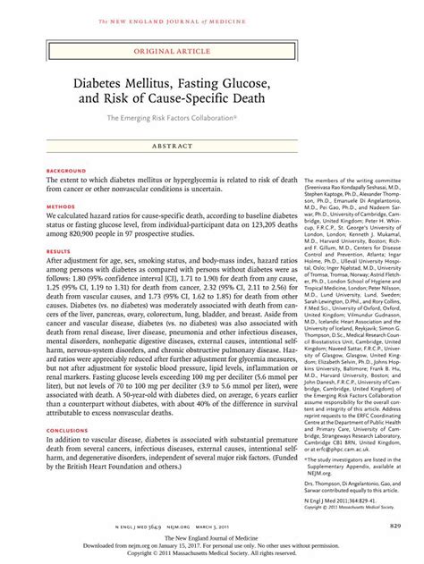 Pdf Diabetes Mellitus Fasting Glucose And Risk Of Cause · Diabetes Fasting Glucose And