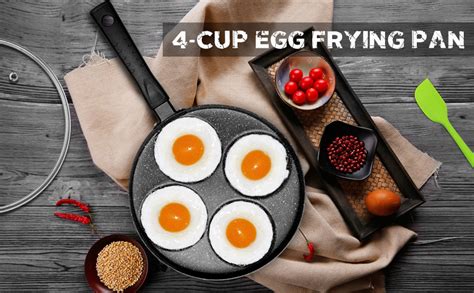 Mylifeunit Egg Frying Pan 4 Cup Nonstick Fried Egg Pan Aluminum Egg Cooker Pan With Lid And