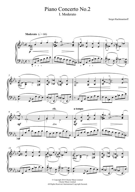 Piano Concerto No.2 - 1st Movement Sheet Music | Sergei Rachmaninoff | Piano Solo