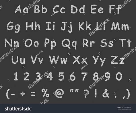 Vektor Stok Handwritten Letters English Alphabet Chalk Vector Tanpa