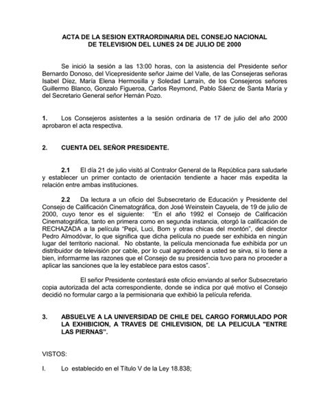 Acta De La Sesion Ordinaria Del Consejo Nacional