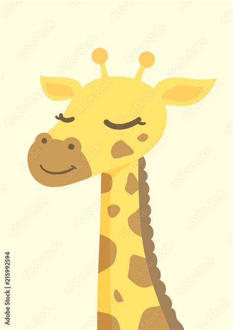 Close-up giraffe face, Cute cartoon character, vector illustration ...