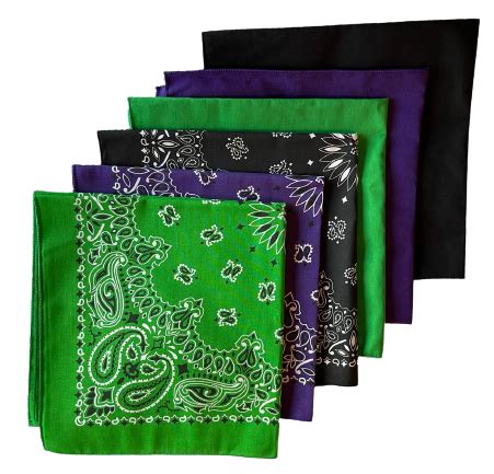 Usa Made Paisley Solid Green Purple Black Pk Cotton