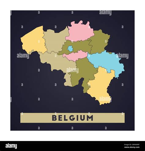 Belgium Map Country Poster With Regions Shape Of Belgium With Country