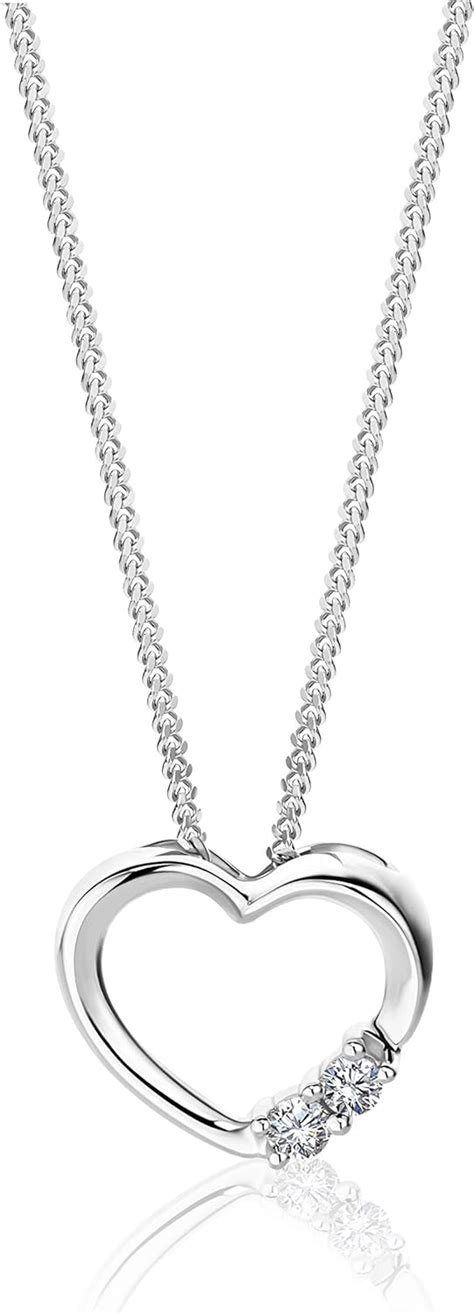 Orovi Collier Femme Chaîne en Or Blanc avec Pendentif Coeur et