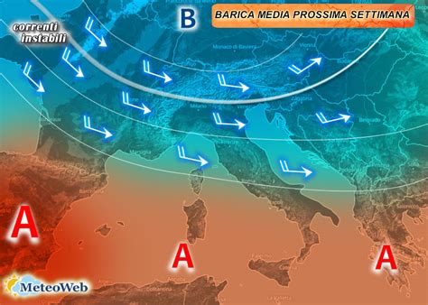 Le Previsioni Meteo per la prossima settimana ancora instabilità con