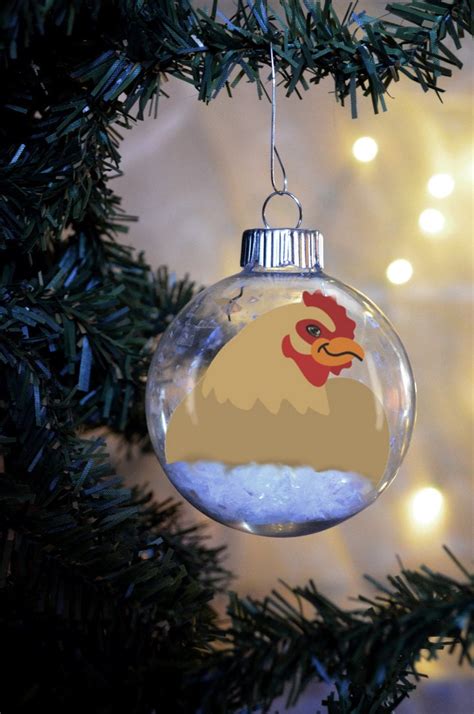 Chicken Christmas Ornament Personalized Floated Paper Glass Etsy