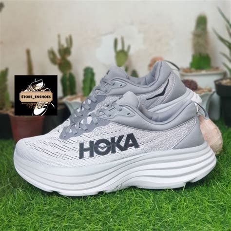 Jual SEPATU HOKA ONE ONE BONDI 8 PUFFIN GREY FOR MEN PREMIUM QUALITY