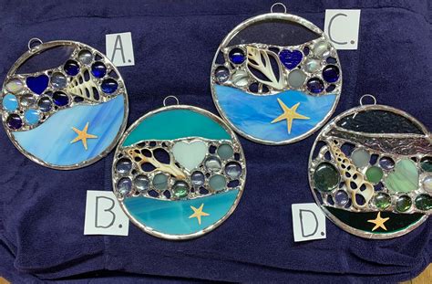 Stained Glass Ocean Sun Catchers With Shells and Starfish - Etsy