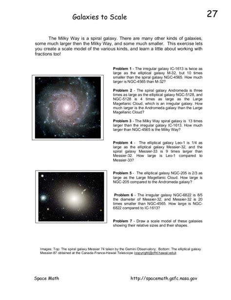 Galaxies To Scale Worksheet For 9th 12th Grade Lesson Planet