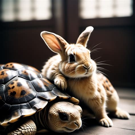 Rabbit and Tortoise in Contrasting Colors | Stable Diffusion Online