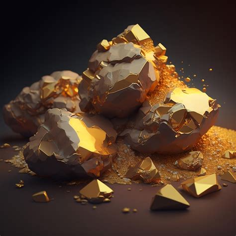 Premium Photo | Gold stone nuggets photo