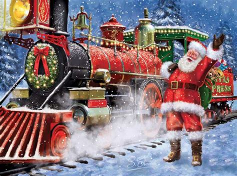 Train Enthusiast Vendors Santa S All Aboard Jigsaw Puzzle