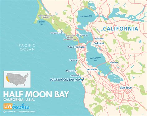 Map of Half Moon Bay, California - Live Beaches