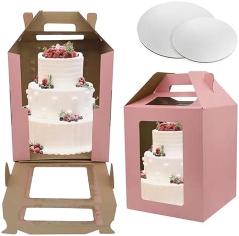 Amazon Lekaotsh Pack Tall Cake Boxes With Window Large Tiered