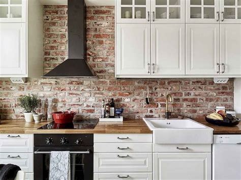 White Brick Backsplash Kitchen