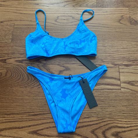 ITS SOLD Blue Floral Triangl Bikini Set Never Depop