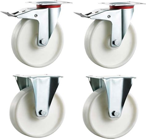 Qty X Mm Nylon Swivel Braked Fixed Castors Furniture