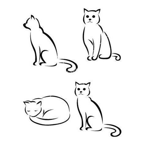 Cat Outline Tattoo Design