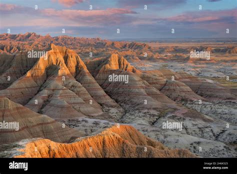 Badlands From Panorama Point Of Badlands National Park Near Interior