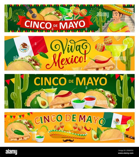 Cinco De Mayo Holiday And Viva Mexico Vector Banners Of Mexican Fiesta