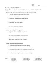 W Molarity Answerkey Docx Name Answer Key Date Period