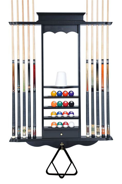 Iszy Billiards Pool Stick Holder Wall Mount Cue Rack W Chalk Holders