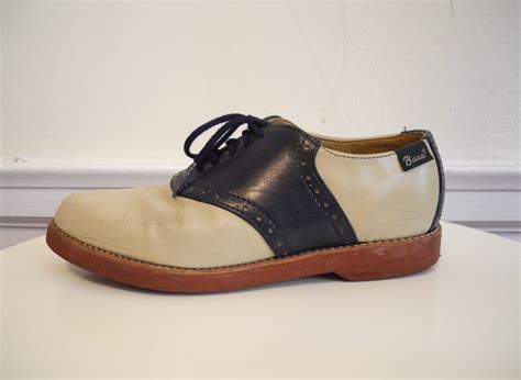 Vintage Bass Saddle Shoes Unique In Navy And Tan Sz 10 Etsy