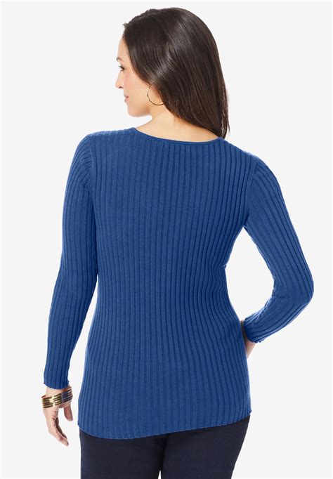 Surplice Ribbed Sweater Onestopplus