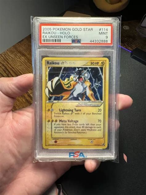 CARTE POKEMON PSA 9 Raikou Gold Star 114 115 Ex Forces Caches Unseen