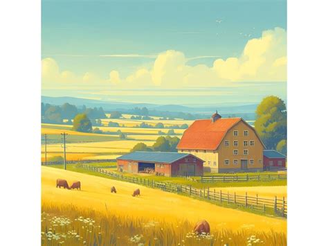 Rural Farm Landscape Graphic by A.I Illustration and Graphics ...