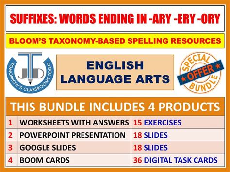 SUFFIXES WORDS ENDING IN ARY ERY AND ORY SPELLING RESOURCES