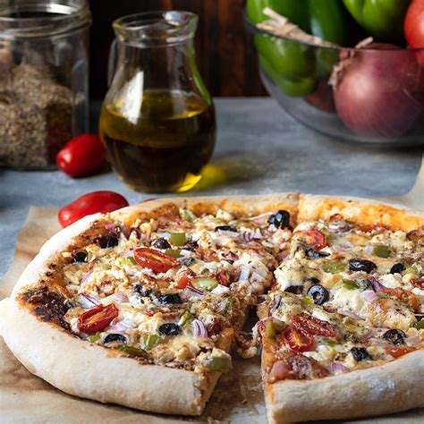 Greek Pizza Recipe With Yogurt And Olive Oil Dough