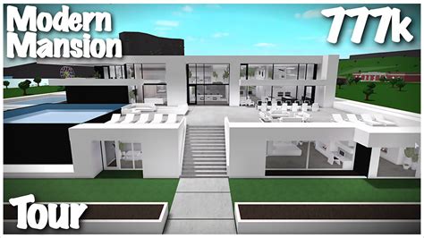 Mega Modern Mansion Tour 777k Bloxburg Roblox Youtube