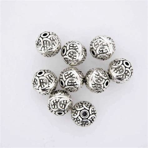 Ball Bead · Antique Silver Plated Finding · 9mm · 12pcs Finding Tejas Beads