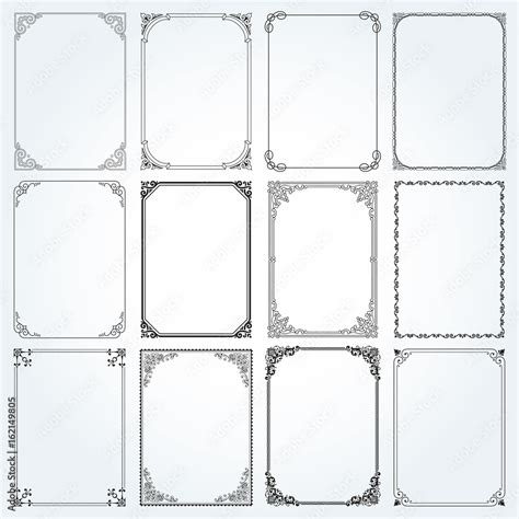 Grafika Wektorowa Stock Decorative Rectangle Frames And Borders Set