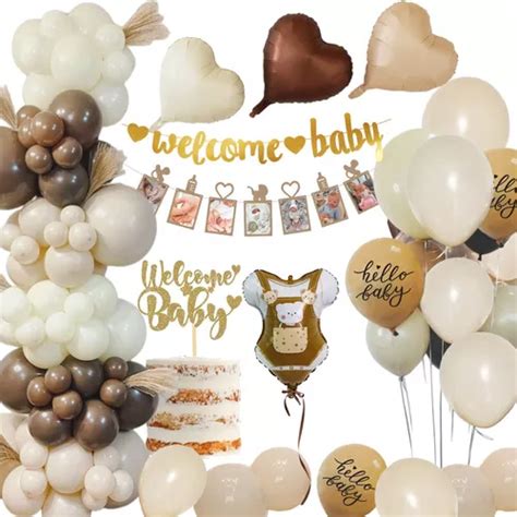 Blanco Marr N Baby Shower Globos Foto Banner Decora Weeyin Meses Sin