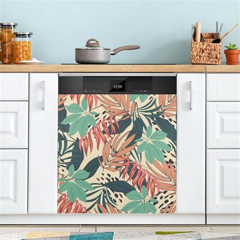 Coolnut Vintage Flower Leaves Dishwasher Magnet Cover For The Front