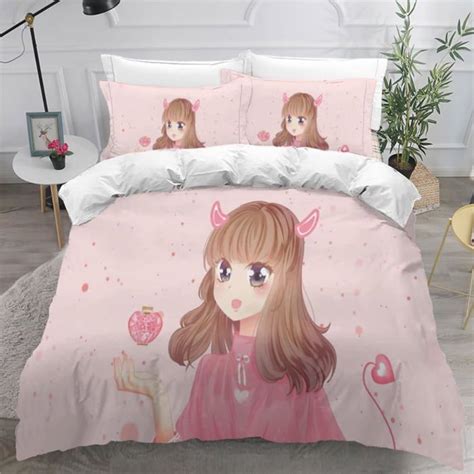 Housse De Couette Manga Filles 200X200 Imprimé 3D Fans Anime Parure De