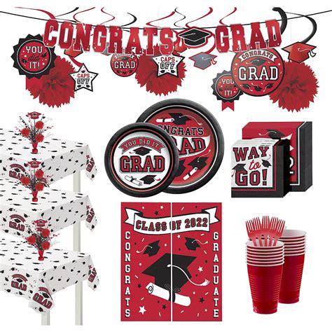 Ultimate Red Congrats Grad Graduation Party Kit For 100 Guests Party