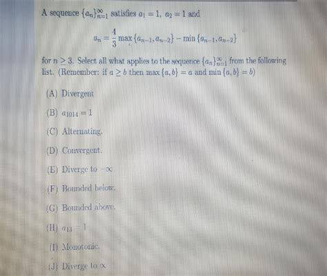 Solved A Sequence Am Satisfies Q1 1 Az 1 And 1 04 Chegg