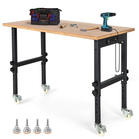 Buy Ironmax Adjustable Workbench With Wheels Inch Rolling Wood Work