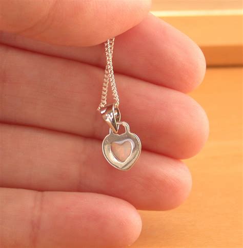 Sterling Silver Opal Heart Pendant And Chain Opal Necklace Uk October