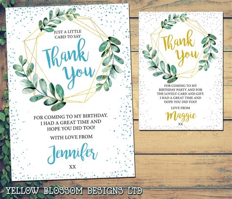 Birthday Thank You Cards Yellowblossomdesignsltd