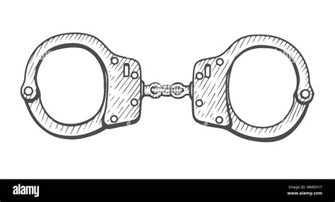 Handcuffs Hand Drawn Engraving Vintage Vector Black Isolated On White Background Stylish