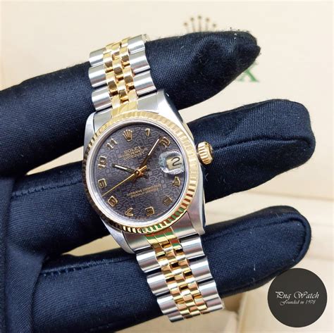 Rolex 31mm Oyster Perpetual 18K Half Yellow Gold Grey Jubilee Arabic