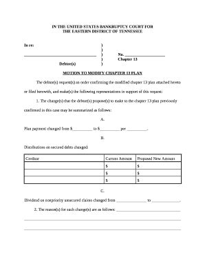 Motion To Modify Chapter Plan Doc Template Pdffiller