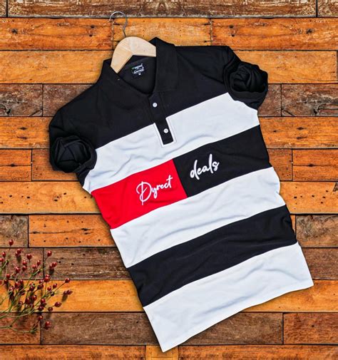 Poly Cotton Striped Men Color Block Polo Neck T Shirt At Rs 149 Piece